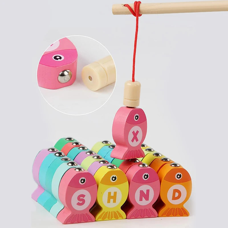 Kids Wooden Fishing Game Toy Gifts Early Education Alphabet Numeric Cognitive Toys Children Interactive Games Toys For Gifts