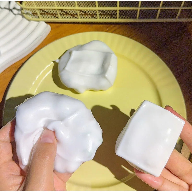 Squishy Tofu Shaped Toys Stress Ball Diy Handmade Squeeze Ball Toy Stress Relieving And Ventilating Toy For Home Decoration