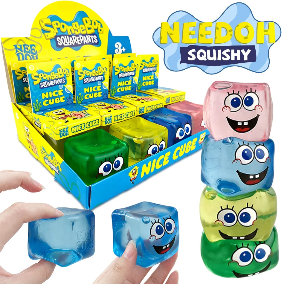 Squishy In Stock SpongeBob Squishy Stress Relief Cube Toy, Malt Sugar Slow Rebound Squeeze Fidget Toy Birthday Gift