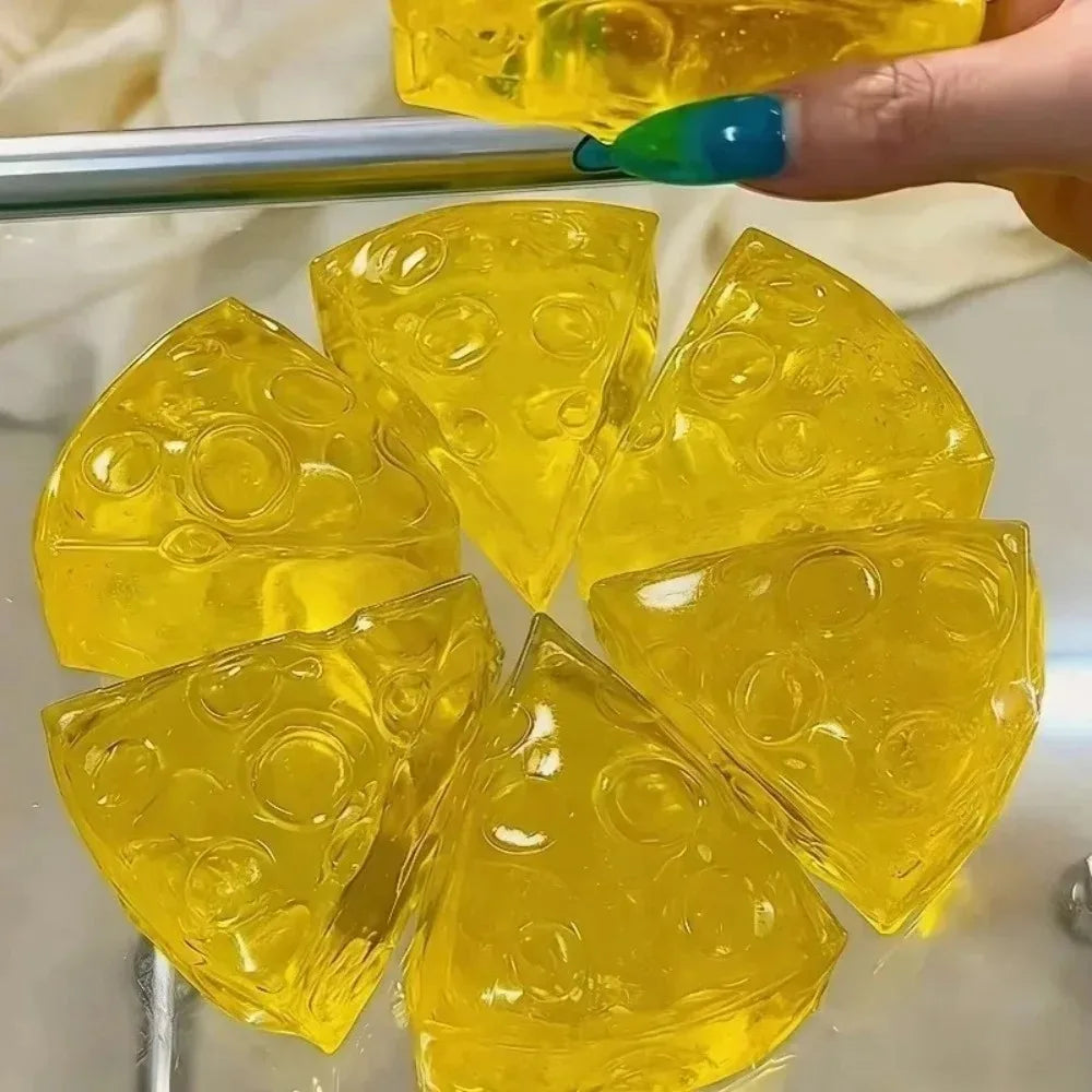 Squishy Honey Cheese Square Fidgets Toys Super Soft Mochi Cheese Squeeze Toy Funny Anti-stress Sensory Toy for Kids Adults