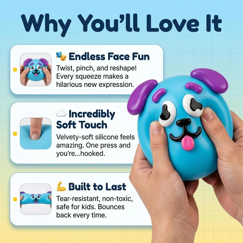 Fashion DIY Curiosities Smushers Squishy Dog Face Swap Toy Comfort Slow Rise Mood Relief Hand Squeeze Toy For Birthday Xmas Gift