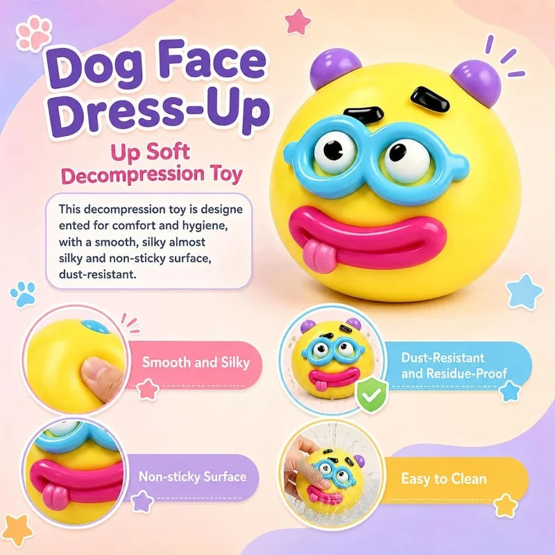 Fashion DIY Curiosities Smushers Squishy Dog Face Swap Toy Comfort Slow Rise Mood Relief Hand Squeeze Toy For Birthday Xmas Gift