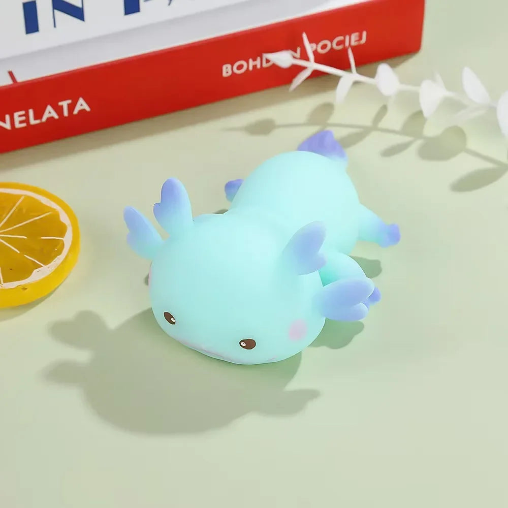 Cute Axolotl Squishy Squeeze Toy Kawaii Salamander Stress Relief Sensory Fidget Toy Soft Slow Rising Animal Squishy
