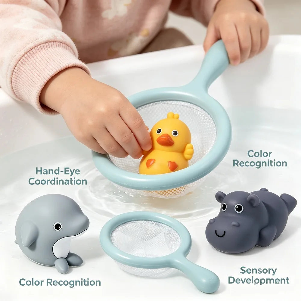 Baby Bathroom Bath Toys, Mesh Fishing, Sealed Waterproof, Floating Animals, Children's Toys for Boys and Girls, Random Colors