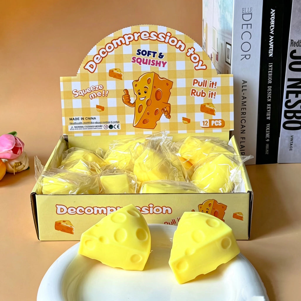Squishy Honey Cheese Square Fidgets Toys Super Soft Mochi Cheese Squeeze Toy Funny Anti-stress Sensory Toy for Adults Gifts