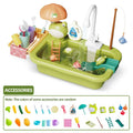 Electric Kitchen Sink Toys for Boys Girl Simulated Faucet Dishwasher Pretend Play Kitchen Set Food Vegetable Role Play Kid Gifts