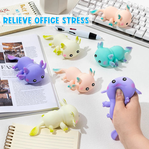 Cute Axolotl Squishy Squeeze Toy Kawaii Salamander Stress Relief Sensory Fidget Toy Soft Slow Rising Animal Squishy