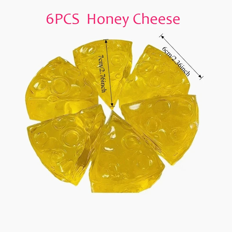 Squishy Honey Cheese Square Fidgets Toys Super Soft Mochi Cheese Squeeze Toy Funny Anti-stress Sensory Toy for Adults Gifts