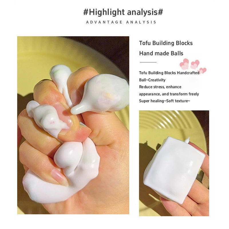 Squishy Tofu Shaped Toys Stress Ball Diy Handmade Squeeze Ball Toy Stress Relieving And Ventilating Toy For Home Decoration