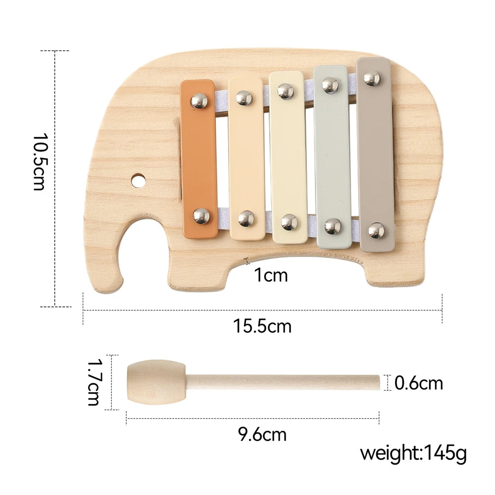 Children's Montessori Toys Baby Sensory Sound Stimulation Toy Baby's Musical Instrument Wooden Cartoon Animal Xylophone Toy Gift