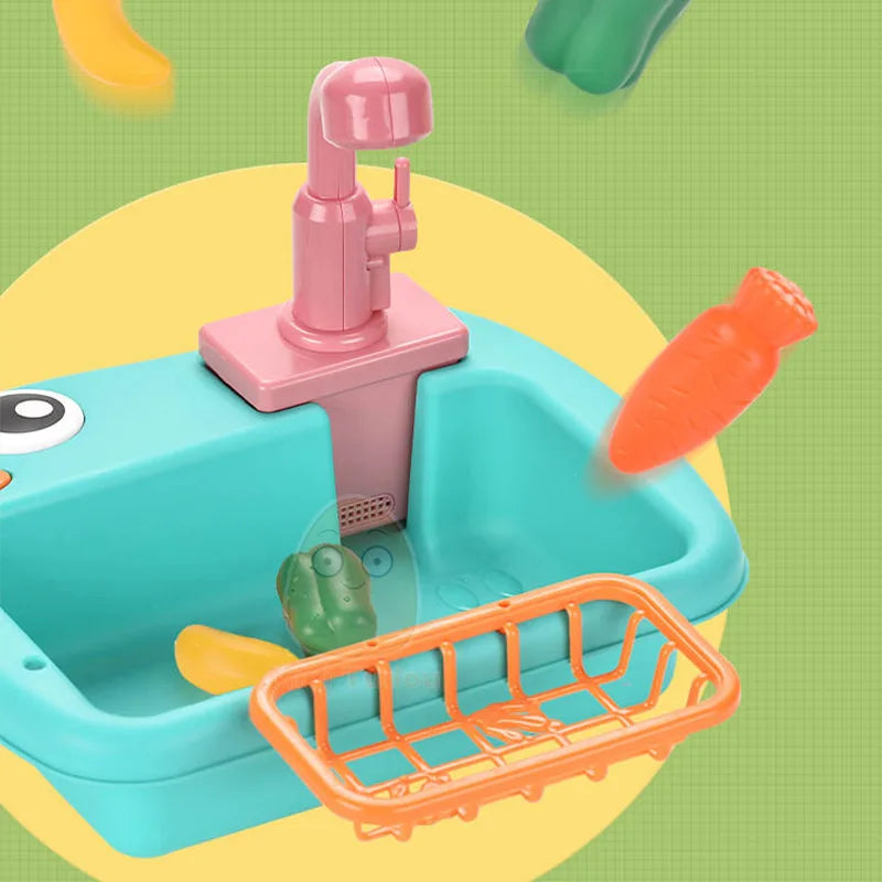 Kids Toy Pretend Play Kitchen Electirc Water Machine Wash Fruit Vegetable Game Early Educational Toys For Children Birthday Gift