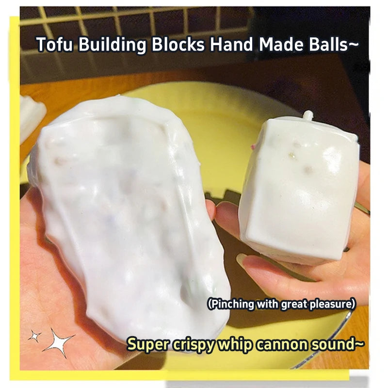 Squishy Tofu Shaped Toys Stress Ball Diy Handmade Squeeze Ball Toy Stress Relieving And Ventilating Toy For Home Decoration
