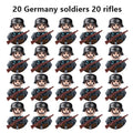 20 toys for soldiers and children from the Soviet Union, Britain, China, French, Polish and Canadian.
