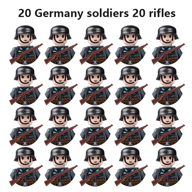 20 toys for soldiers and children from the Soviet Union, Britain, China, French, Polish and Canadian.