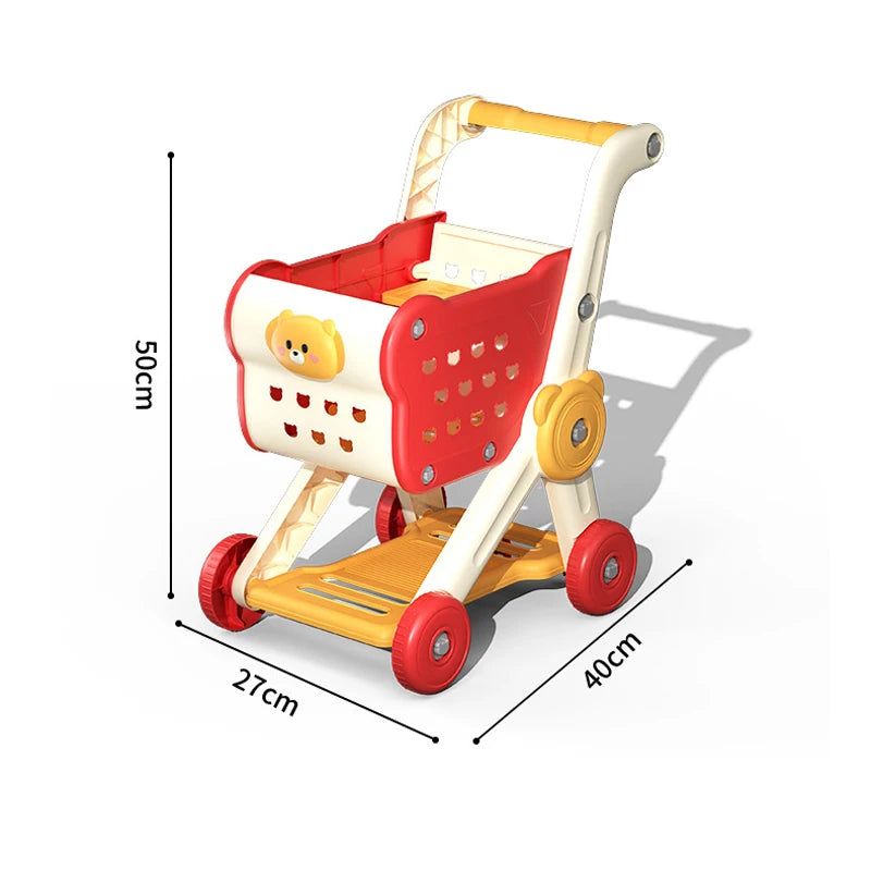Kids Shopping Cart Trolley Play Toys Set With Pretend Food and Accessories Simulation Children Shopping Basket Boy Girls Toy