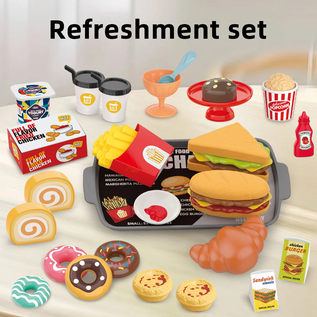 Children's Toys Pretend Play, Barbecue, Fast Food, Pizza, Sushi, Afternoon Tea, Desserts, Kitchen Food, Toy Sets
