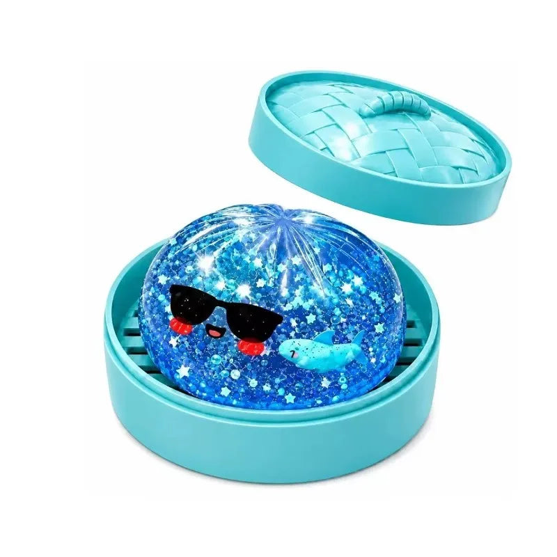 Shark Dumplings Squishy Toy Soft Slow Resilience Squishy Toy Fidget with Steamer Steamed Stuffed Pectin Fill Stars Squishy Pinch