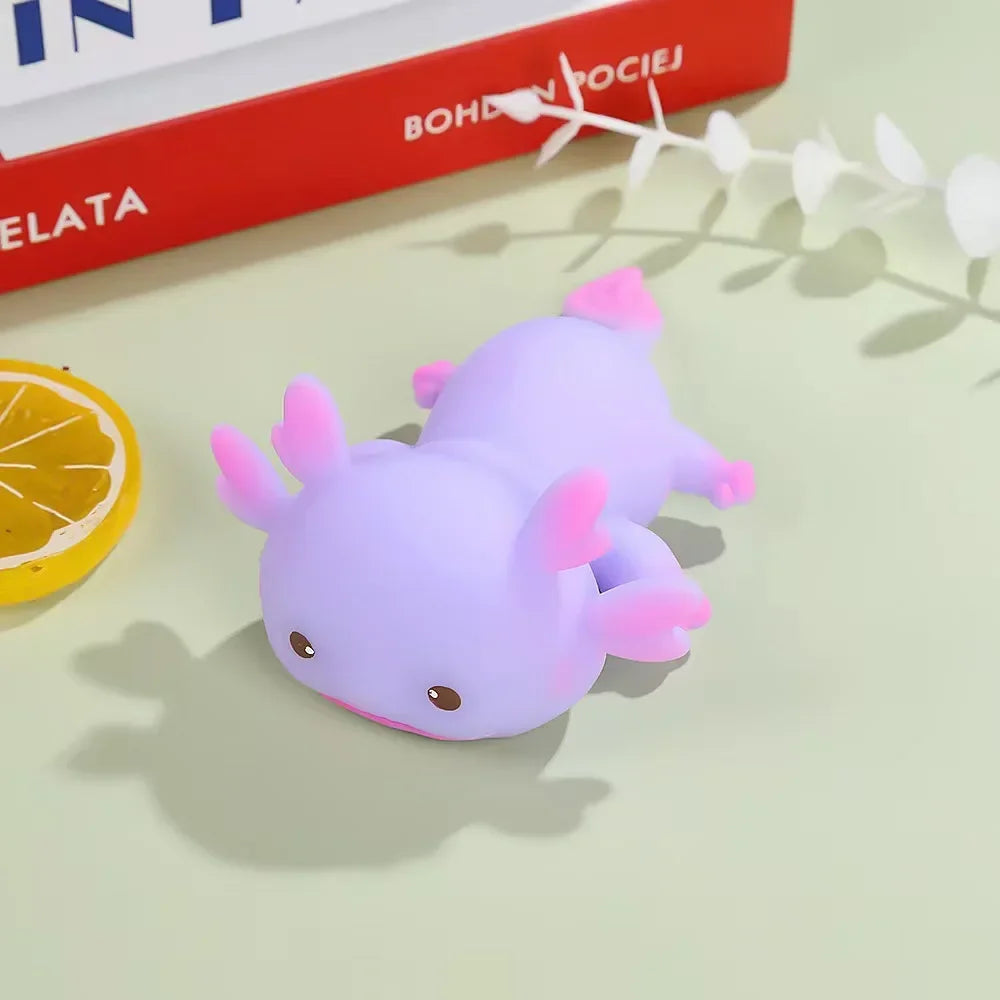 Cute Axolotl Squishy Toy Squeeze Stress Relief Kawaii Salamander Sensory Fidget Toy Soft Animal Squishies Gift for Kids Adults
