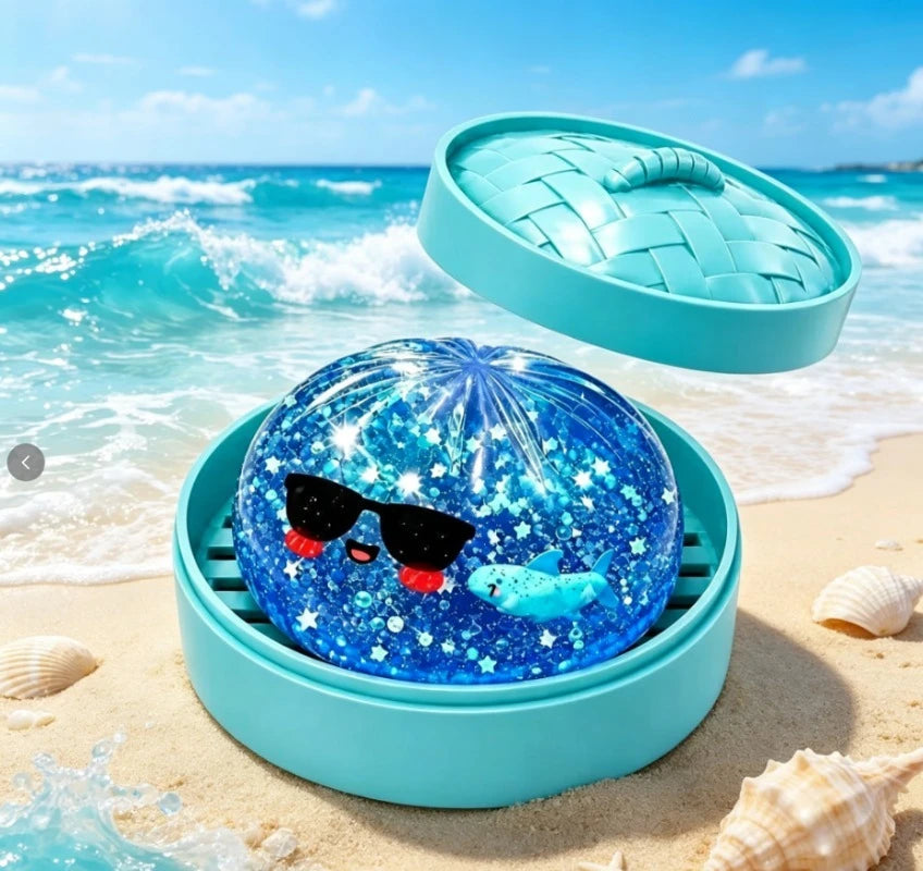 Shark Dumplings Squishy Toy Soft Slow Resilience Squishy Toy Fidget with Steamer Steamed Stuffed Pectin Fill Stars Squishy Pinch