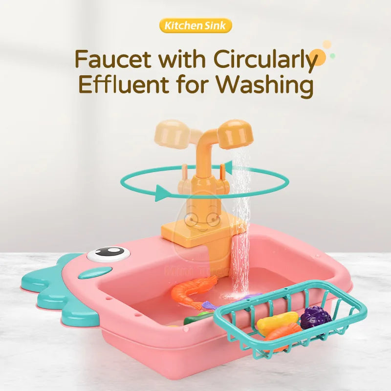 Kids Toy Pretend Play Kitchen Electirc Water Machine Wash Fruit Vegetable Game Early Educational Toys For Children Birthday Gift