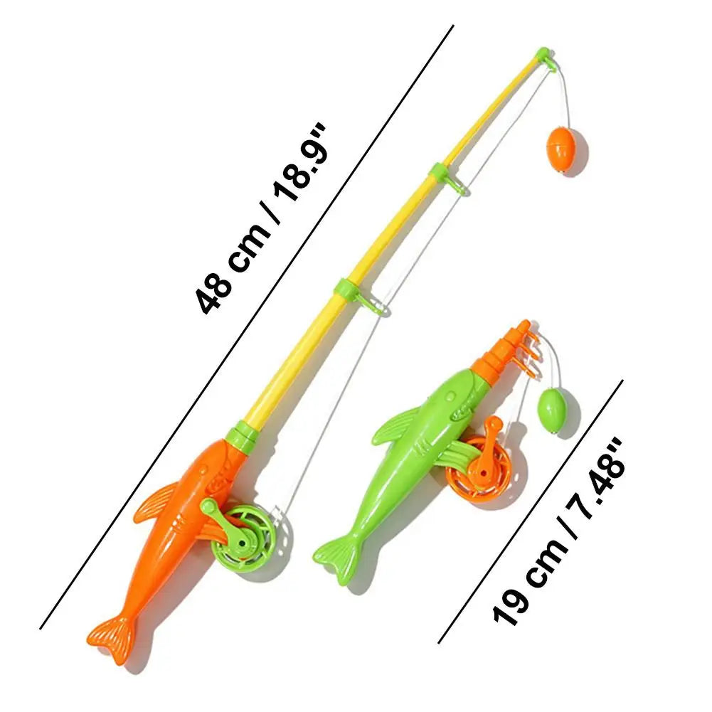 Kids Fishing Toy Set Play Water Toys for Baby Magnetic Rod and Fish with Inflatable Pool Outdoor Sport Puzzle Toys for Children