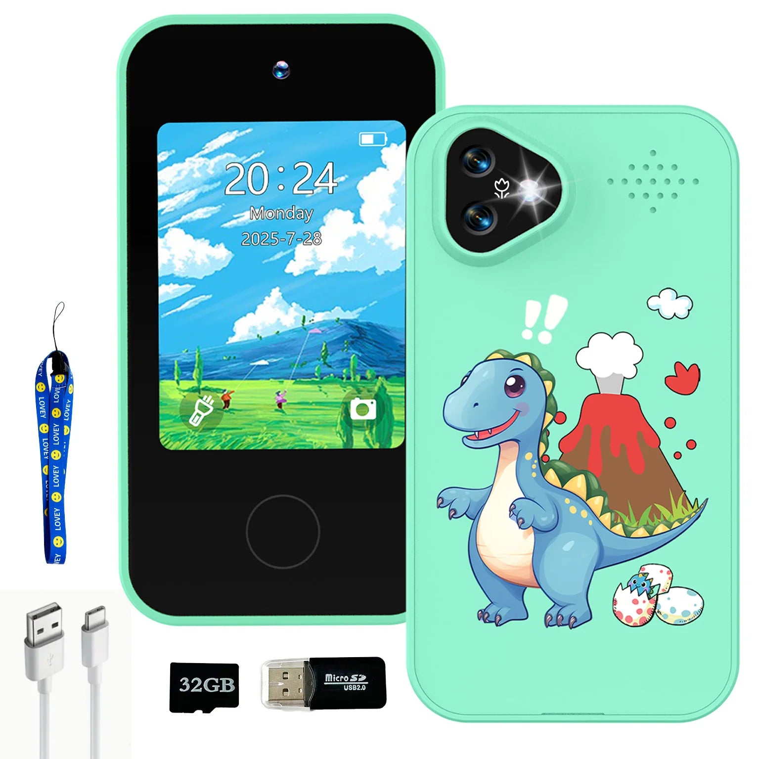 Kids Toy Phones with Dual Camera, Learning Toys Phones Gifts for Kid 4+, Educational Puzzle Games, 2.8" Touchscreen screen，gift