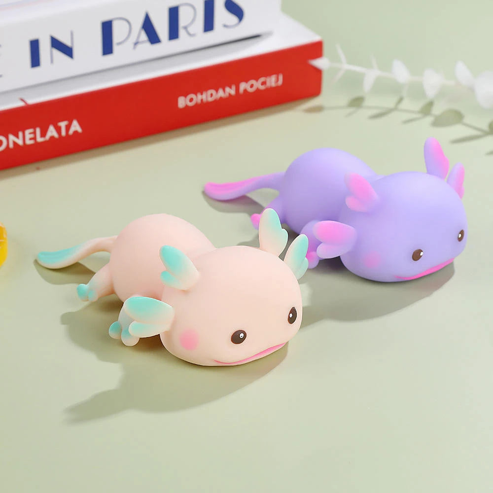 Cute Axolotl Squishy Squeeze Toy Kawaii Salamander Stress Relief Sensory Fidget Toy Soft Slow Rising Animal Squishy