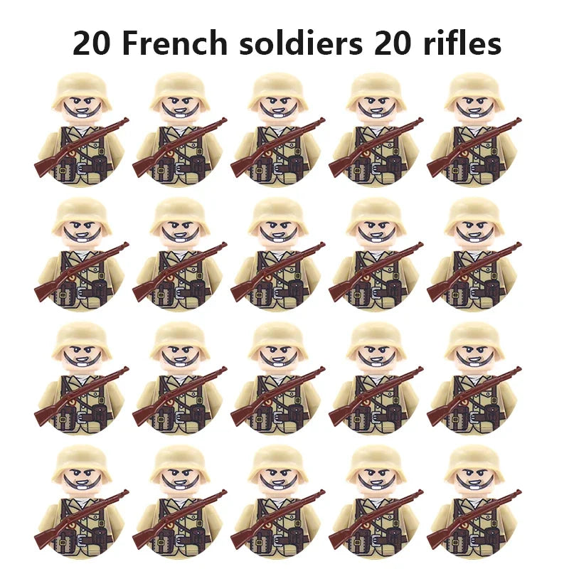 20 toys for soldiers and children from the Soviet Union, Britain, China, French, Polish and Canadian.