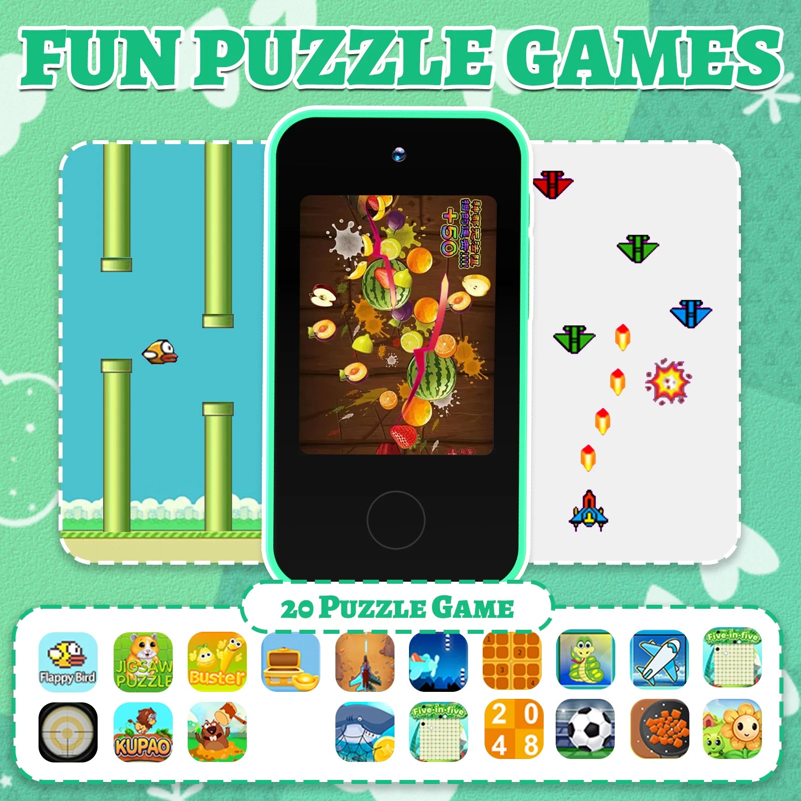 Kids Toy Phones with Dual Camera, Learning Toys Phones Gifts for Kid 4+, Educational Puzzle Games, 2.8" Touchscreen screen，gift