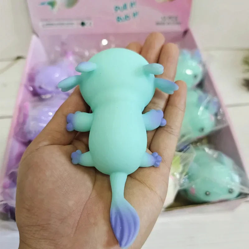 Cute Axolotl Squishy Squeeze Toy Kawaii Salamander Stress Relief Sensory Fidget Toy Soft Slow Rising Animal Squishy