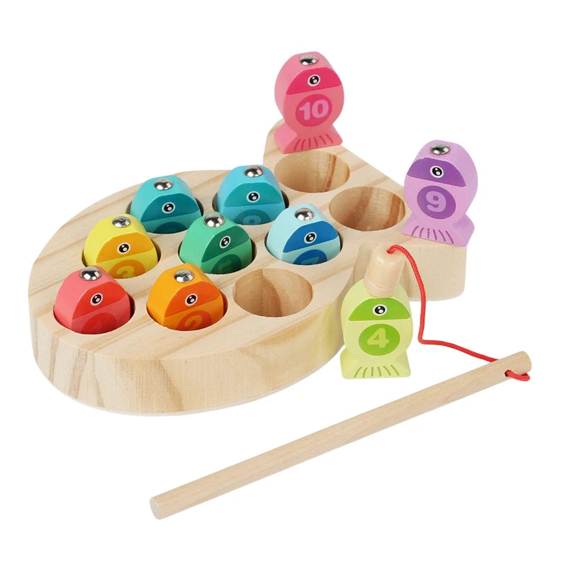 Kids Wooden Fishing Game Toy Gifts Early Education Alphabet Numeric Cognitive Toys Children Interactive Games Toys For Gifts