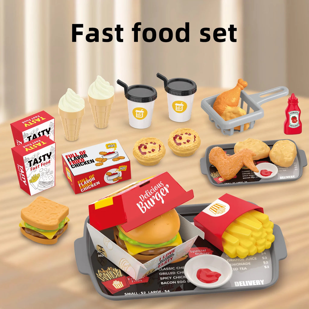 Children's Toys Pretend Play, Barbecue, Fast Food, Pizza, Sushi, Afternoon Tea, Desserts, Kitchen Food, Toy Sets