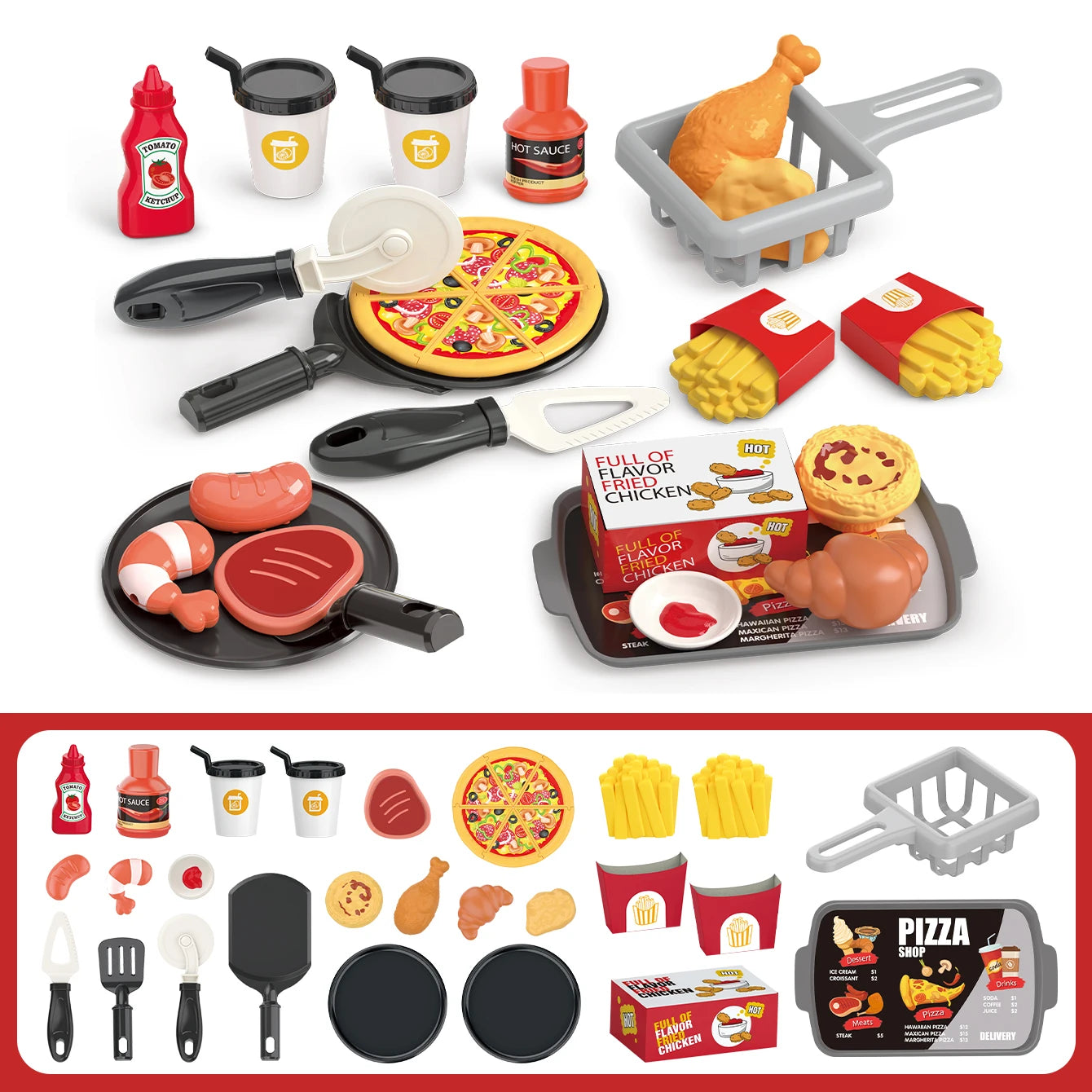 Children's Toys Pretend Play, Barbecue, Fast Food, Pizza, Sushi, Afternoon Tea, Desserts, Kitchen Food, Toy Sets