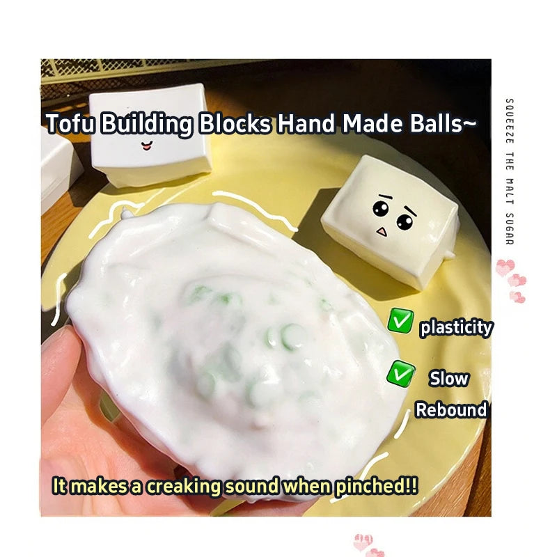 Squishy Tofu Shaped Toys Stress Ball Diy Handmade Squeeze Ball Toy Stress Relieving And Ventilating Toy For Home Decoration