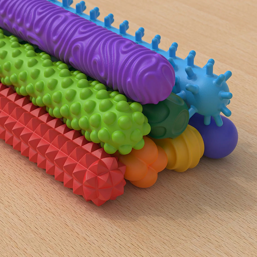 Kids Toys Silicone Textured Stress Relief Stick Sensory Game DIYElastic Colorful Twisty Stick Adult Stress Relief Fidget Toys