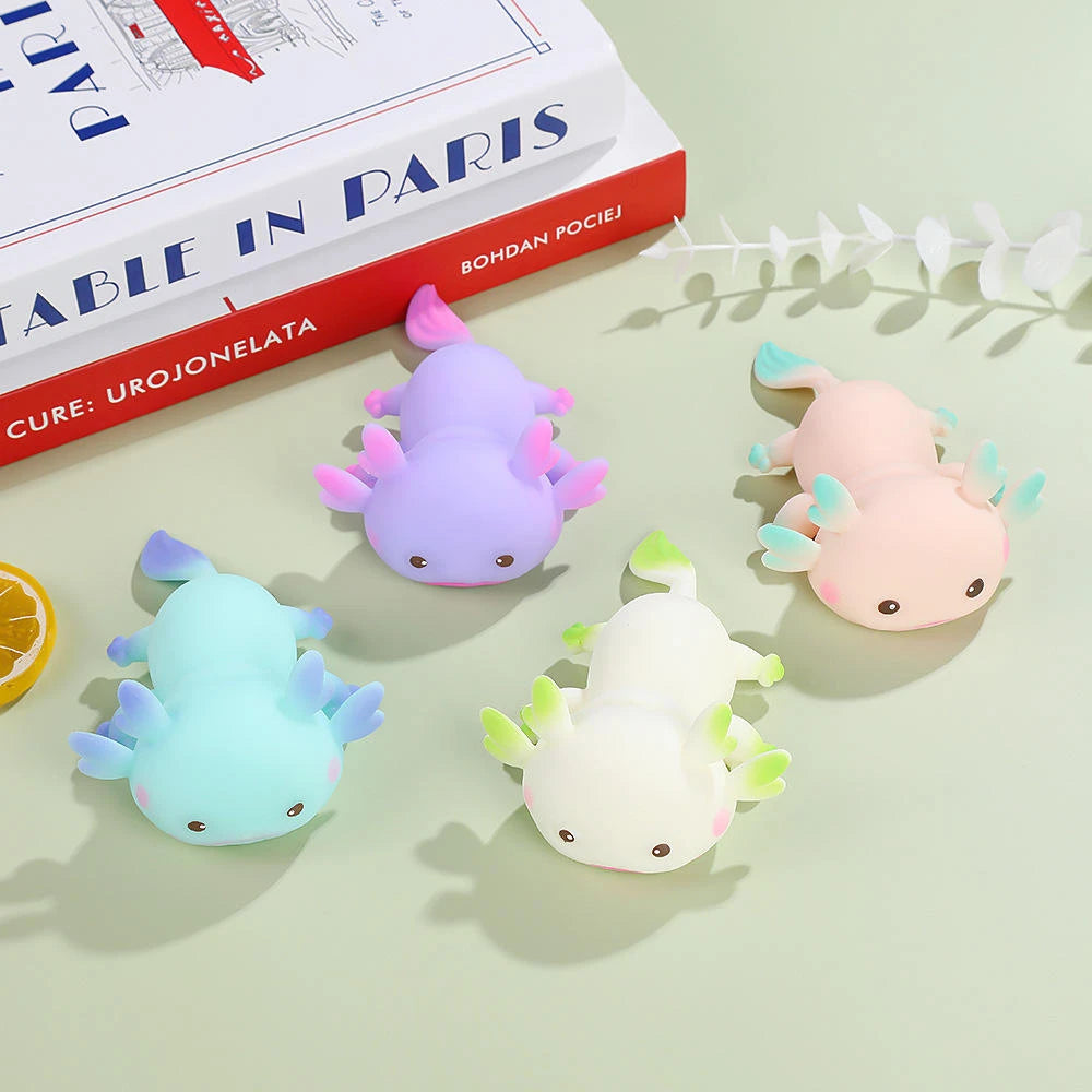 Cute Axolotl Squishy Toy Squeeze Stress Relief Kawaii Salamander Sensory Fidget Toy Soft Animal Squishies Gift for Kids Adults