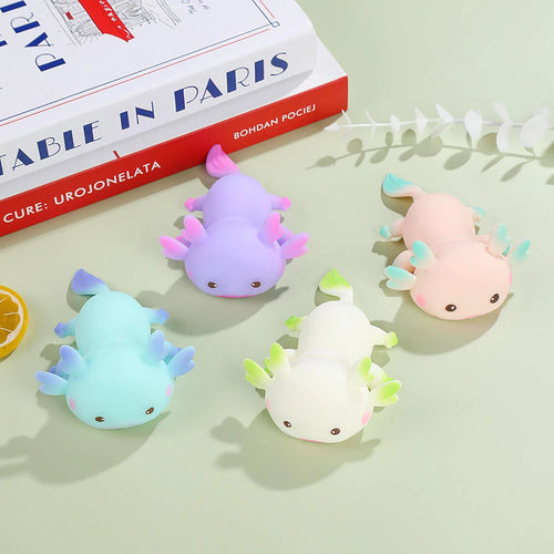 Cute Axolotl Squishy Toy Squeeze Stress Relief Kawaii Salamander Sensory Fidget Toy Soft Animal Squishies Gift for Kids Adults