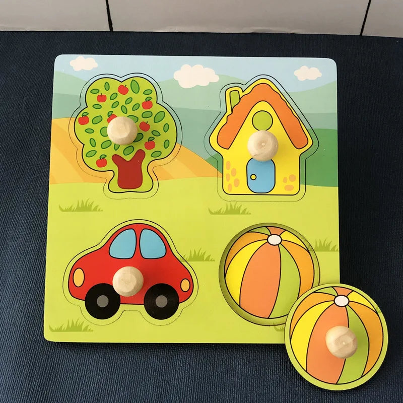 Montessori Wooden Toys for Babies 1 2 3 Years Boy Girl Gift Baby Development Games Wood Puzzle for Kids Educational Learning Toy