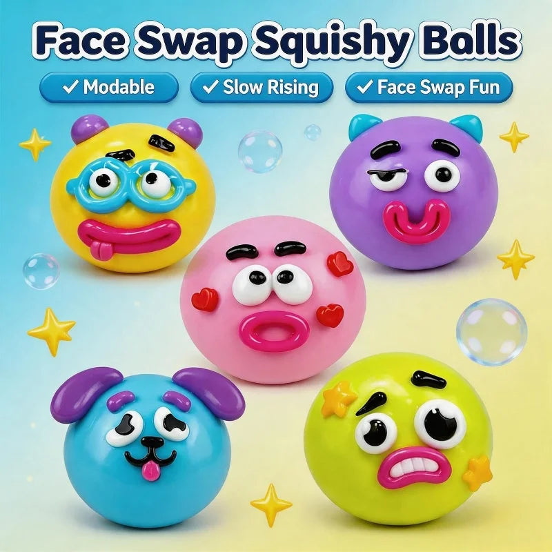 Smushers Squishy DIY Curiosities Dog Face Swap Toy Soft Slow Rise Squeeze Toy Adult Stress Relief Sensory Decompression Toy Gift