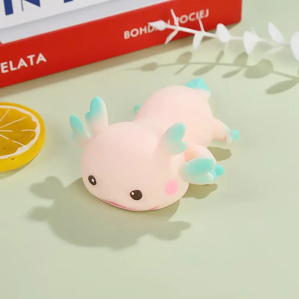 Cute Axolotl Squishy Toy Squeeze Stress Relief Kawaii Salamander Sensory Fidget Toy Soft Animal Squishies Gift for Kids Adults