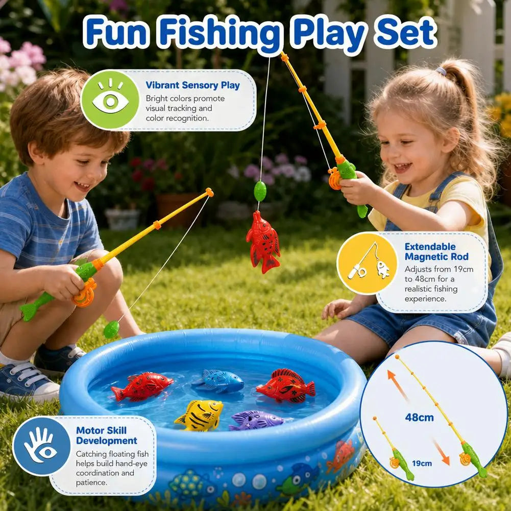 Kids Fishing Toy Set Play Water Toys for Baby Magnetic Rod and Fish Indoor Outdoor Leisure Entertainment Games for Children